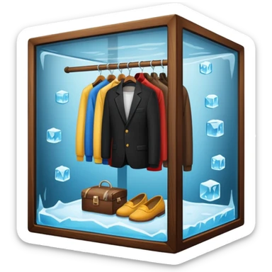 closet inside a large ice cube sticker
