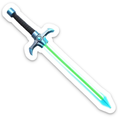 Clash of Clans aesthetic: Cinematic heroic light sabre Emoji, rendered in a 3D vector-style similar to standard emojis with minimal shading and bold, simplified shapes. A compact, vibrant energy blade with a neon-hued, glowing edge and futuristic hilt, softly glowing with a radiant cosmic charm. Simplified yet unmistakably iconic, highly detailed and consistent, glowing with a soft pulsating brilliance and high shine. Stylized with a touch of interstellar elegance and a soft glowing outline, capturing the essence of a legendary energy blade with a friendly, playful manner! sticker