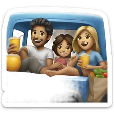 Hispanic people enjoying an afternoon in a truck bed sticker