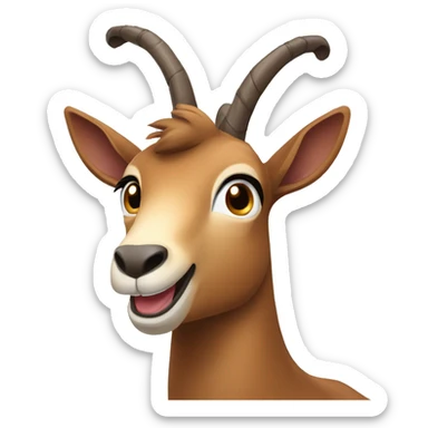 happy smiling brown chamois left hoof pointing up sticker