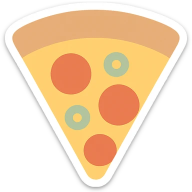 A pizza icon, flat design, simple and clean, with minimal details sticker