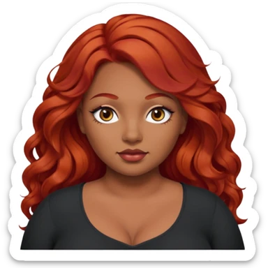 Plus size red hair brown face small eyes long hair Asian eyes small eyes wavy hair eye lashes  sticker