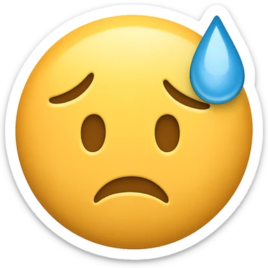 face with cold sweat emoji, digital illustration, no background sticker
