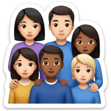 Friendship - relationship of mutual affection between people -  girls and a boy of various races with at least one asian girl. Show their necks, and shoulders please - have at least one black person also sticker