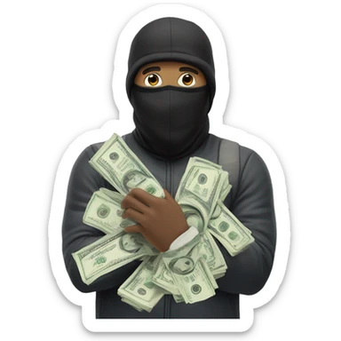 man with his money in hand while wearing a Nike ski mask sticker