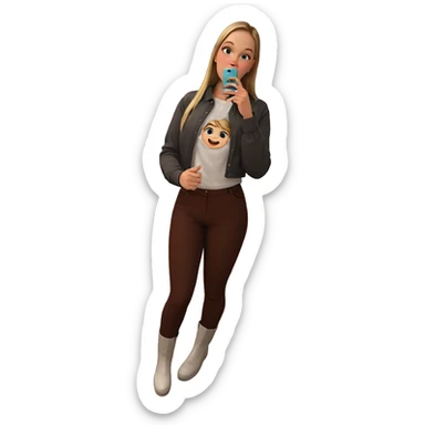 selfie of girl in white shirt sticker
