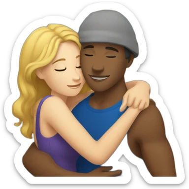 young metis Man and white woman hug love at the beach sticker