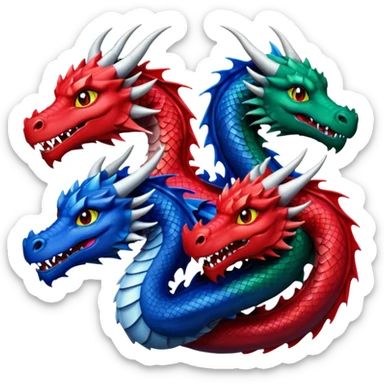 Three dragon together, one facing left one facing centre one facing right  sticker
