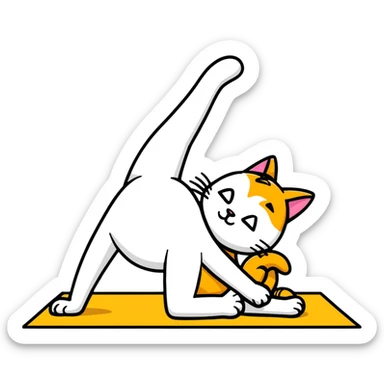 cat in downward dog yoga pose, triangle pose with raised hips sticker