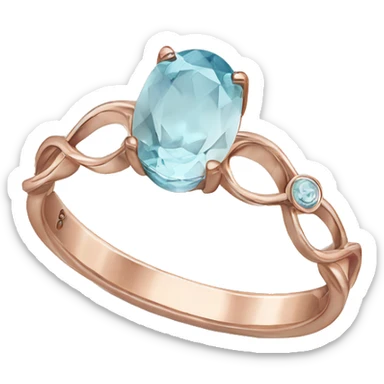 Rose gold wedding ring with oval aquamarine  sticker