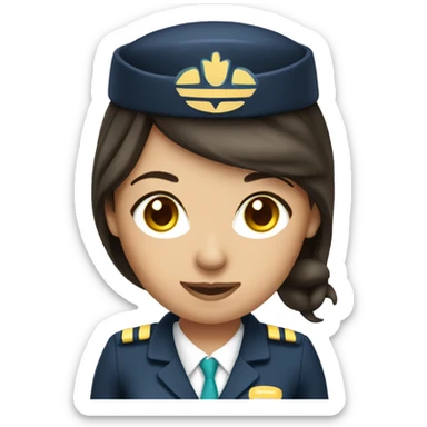 brunette flight attendant sticker