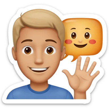 smiling man with a speech bubble saying 'okey' sticker