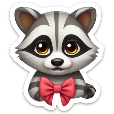 cute raccoon wearing a bow sticker