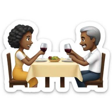 Couple having dinner with wine at the table sticker