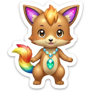 Cute Kawaii Chibi Anthro Sona Pretty Shiny Colorful Sparkly Fakemon Full Body sticker
