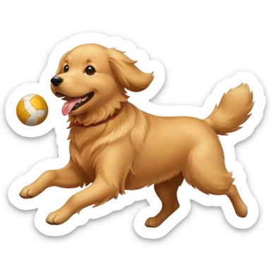 happy dog running after ball sticker