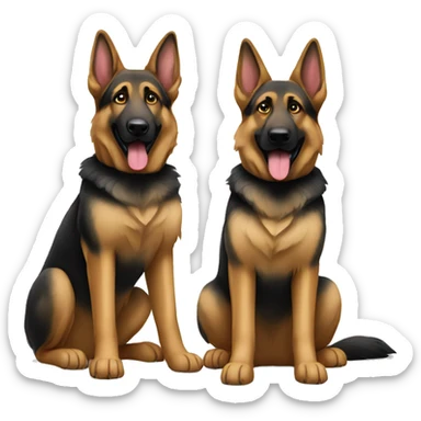 Two German shepherd dogs sitting full body sticker