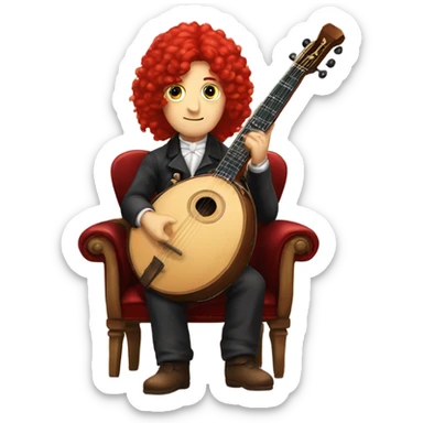 Antonio Vivaldi Red wig old chibi sitting chair banjo sticker