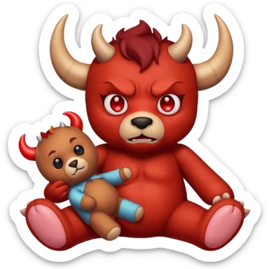 Devil hurting a teddy bear sticker