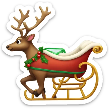 christmas reindeer sleigh sticker