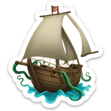 sloop surrounded by Tentacles sticker