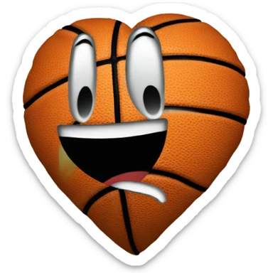 a smiley heart in the color of a basketball sticker