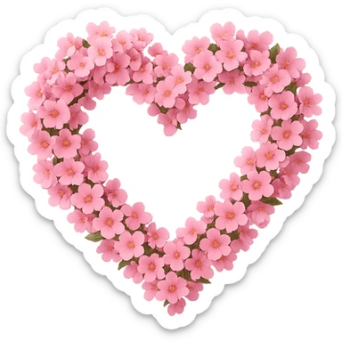 pink heart wreath, remove background sticker