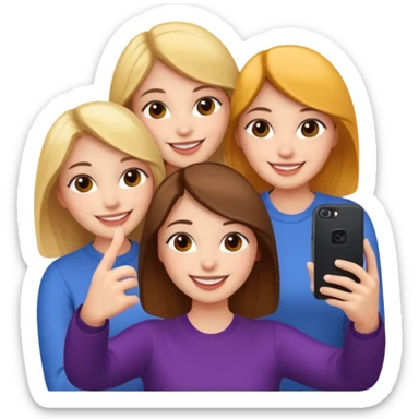 Three girls taking selfie sticker