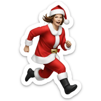 Michelle Monaghan running emoji in a santa costume sticker