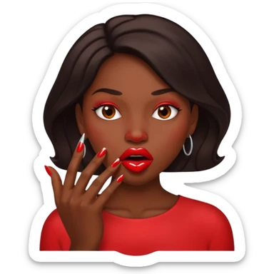 Big lips long nails bestie circle head biting her 1 nail sticker