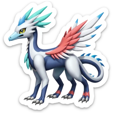 Meloetta-Sergal-Silvally-Palkia-Dialga-hybrid-fusion-Fakémon-creature, full body sticker