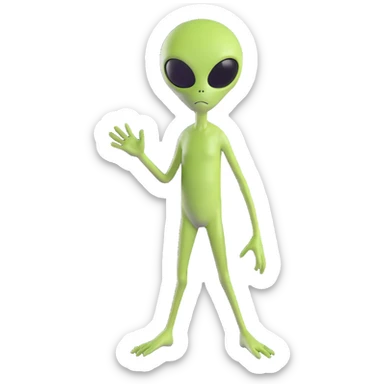 full-body alien wearing casual clothes sticker