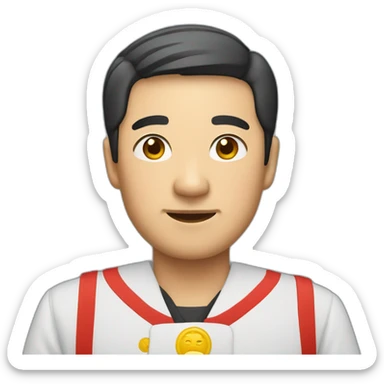 Asian man with chinese communist clothes sticker