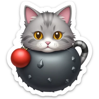 Cat that is holding a bomb sticker
