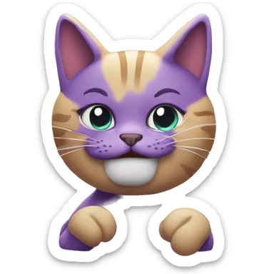 A purple cat partying ￼ sticker