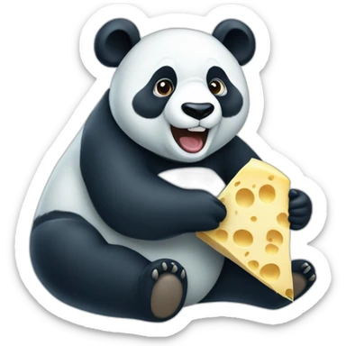 Panda bear eating cheese blue sticker