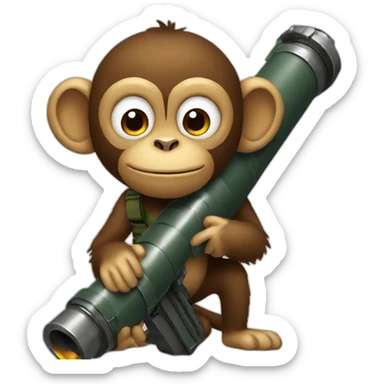 A monkey holding a bazooka sticker