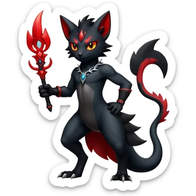 Shiny Dark Gothic Badass Handsome Salandit-Zorua-Litten full body sticker