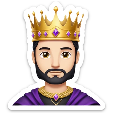 King, golden crown, black clothes, purple diamonds  sticker