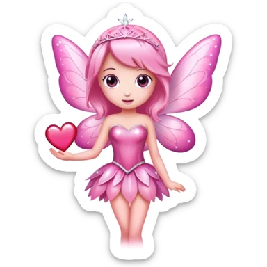 pink fairy sparkle love heart sticker