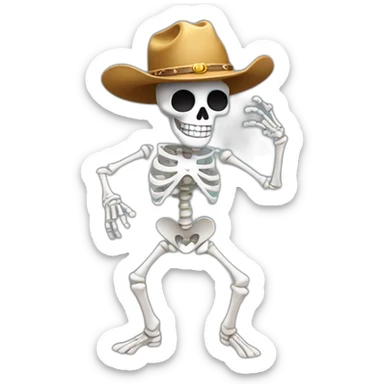 dancing skeleton with cowboy hat sticker