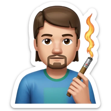 close-up face of minecraft steve character holding and smoking a blunt sticker