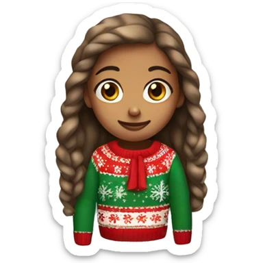Girl wearing in Christmas sweater  sticker