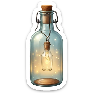 fairy lights in a old antique glass bottle sticker