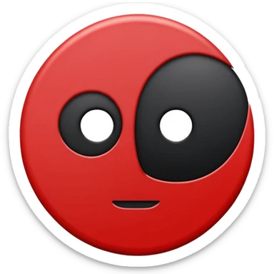 circle emoji, diagonal split red and black, no face sticker