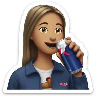 Girl drinking a redbull sticker