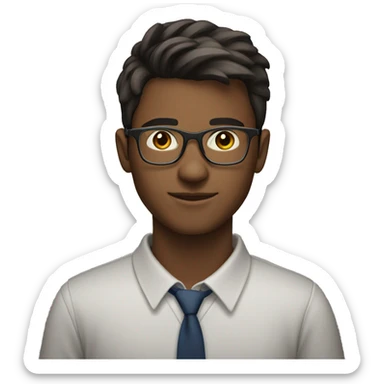young man of about 20 years old, networker and trader with glasses sticker