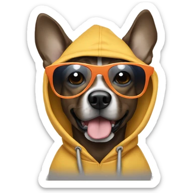 Dog wearing sunglasses and hoodie sticker