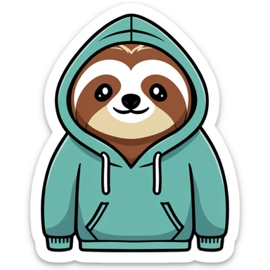 Sloth wearing sweatshirt sticker