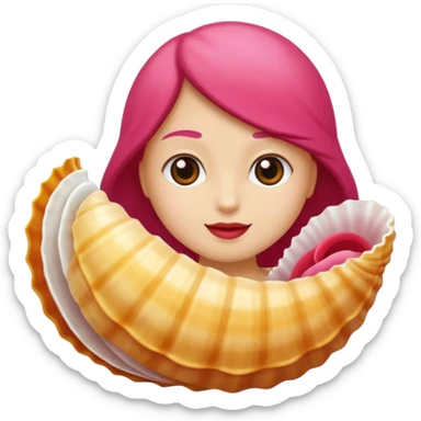 "Un emoji carino di una conchiglia di mare con una piccola rosa rossa su di essa, stile iOS". sticker